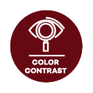Red circle icon with an eyeball and the words 
