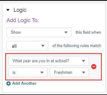 Image of Logic fields with branching question