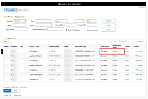 Image of Run Status and Distribution Status columns