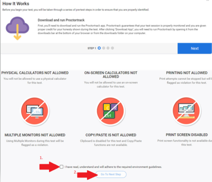 Download and Review Terms of ProctorTrack use