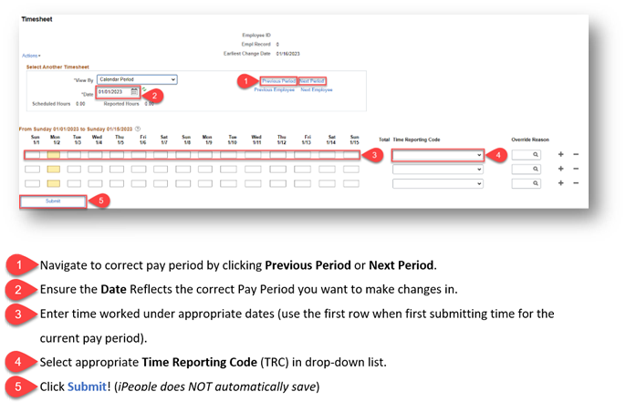 Sample Timesheet Sample Timesheet with numbering, to follow descriptions