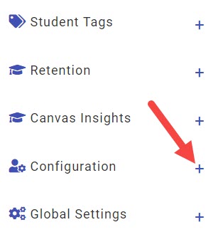 Plus sign next to Configuration menu