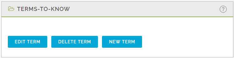 Screenshot depicting the Terms to Know pane