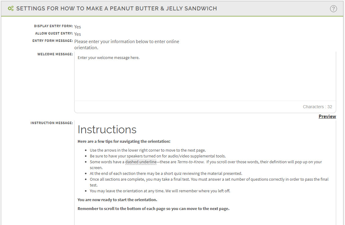 Screenshot depicting Course Settings options in the Settings pane