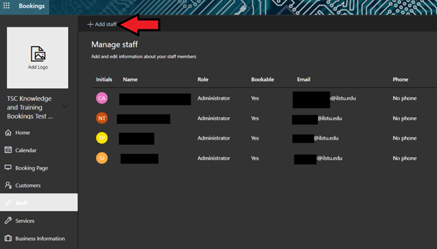 Adding Staff to Bookings