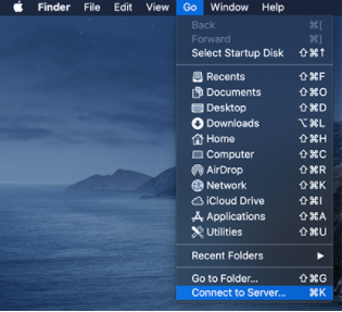 Go option within Finder