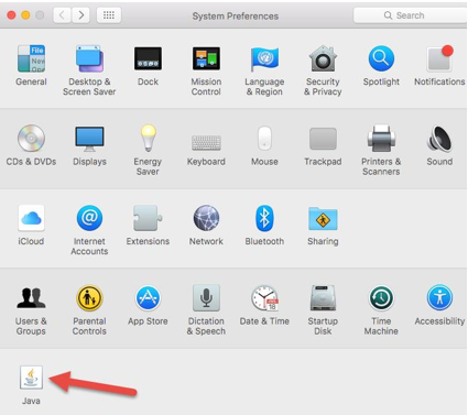 System Preferences, Java