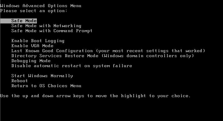 booting into safe mode bios