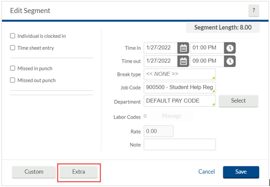 Edit Segment window